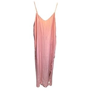 Dixie Light Pink Satin Slip Dress Medium NWT Adjustable Straps Side Slit
